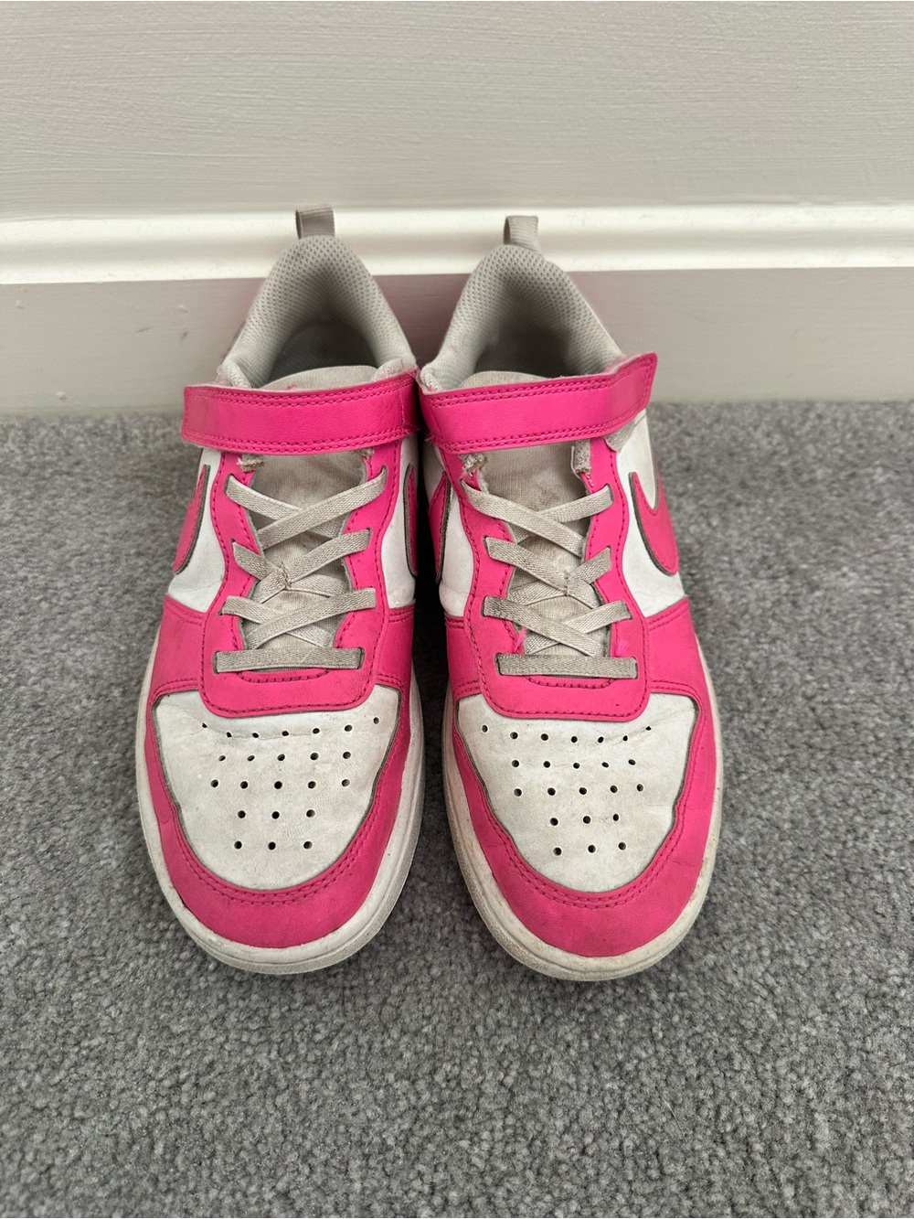 Nike Girls' Pink & White Athletic Sneakers with Velcro Strap